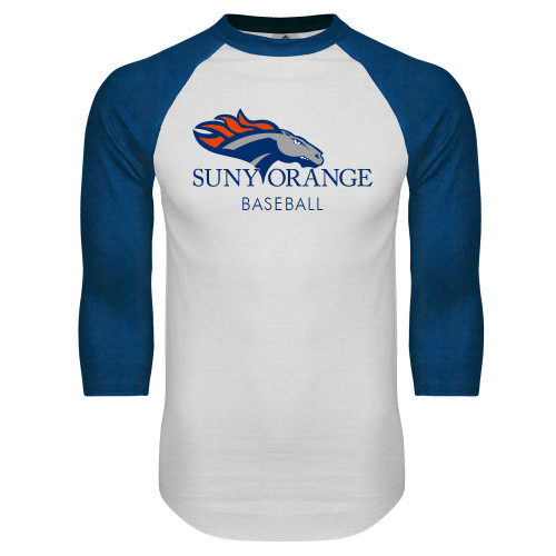  White/Royal Raglan Baseball T Shirt - Baseball