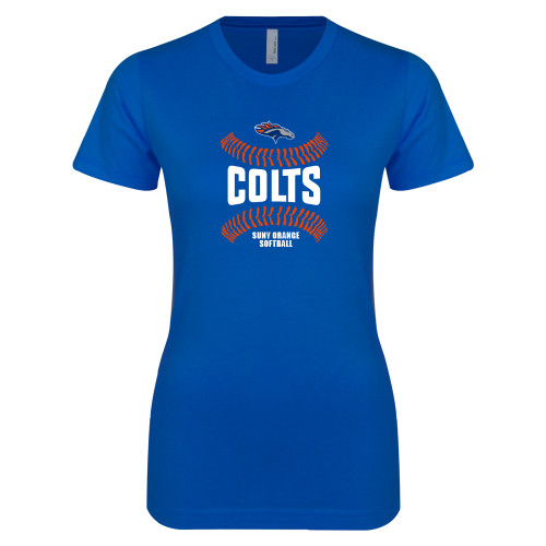  Next Level Womens Royal Boyfriend Tee - Softball Design