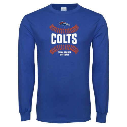  Royal Long Sleeve T Shirt - Softball Design