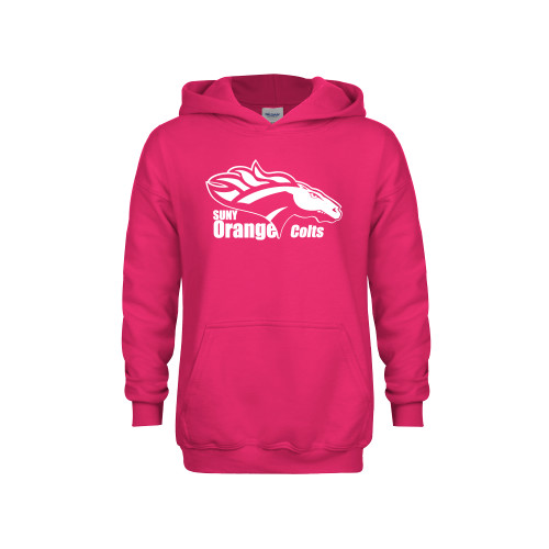  Youth Hot Pink Fleece Hoodie - Primary Logo