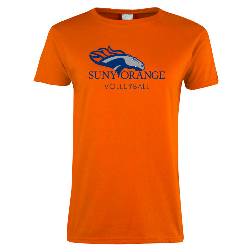 Womens Orange Short Sleeve Tee - Volleyball