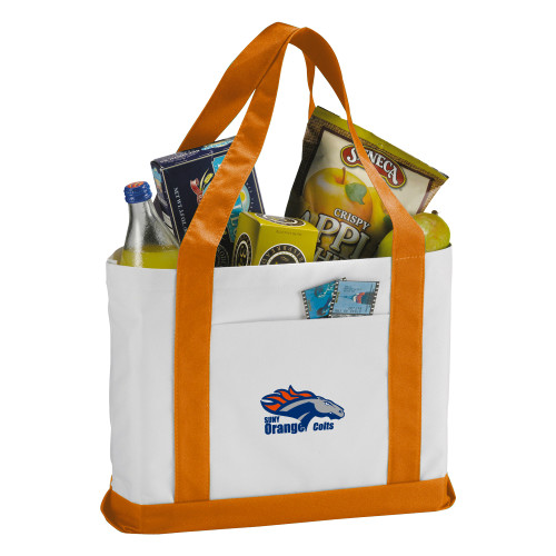  Contender White/Orange Canvas Tote - Primary Logo