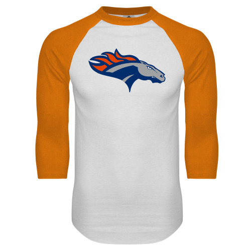  White/Orange Raglan Baseball T Shirt - SUNY Orange Colt
