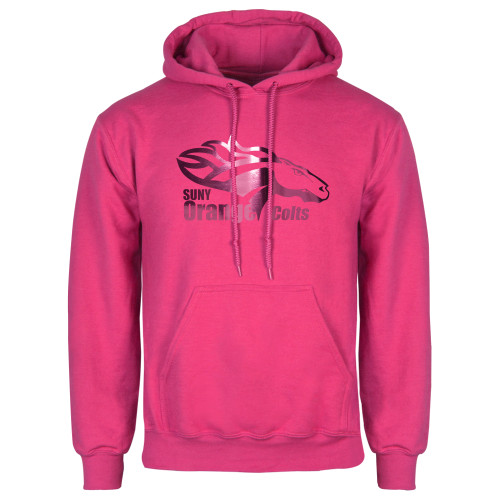  Womens Fuchsia Fleece Hoodie - Primary Logo Foil