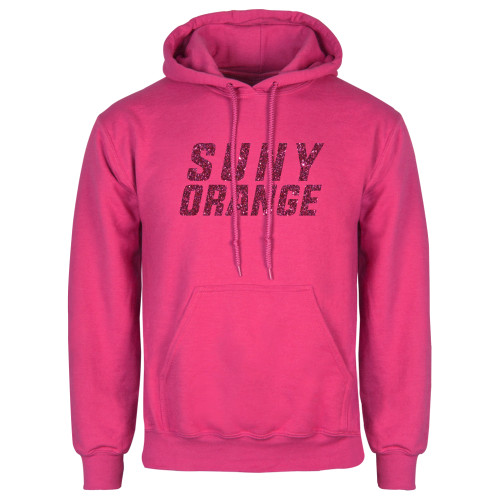  Womens Fuchsia Fleece Hoodie - SUNY Orange Hot Pink Glitter