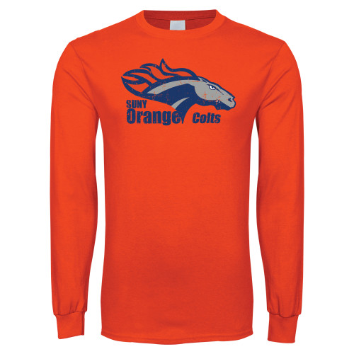  Orange Long Sleeve T-Shirt - Primary Logo Distressed