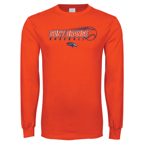  Orange Long Sleeve T-Shirt - Baseball Design