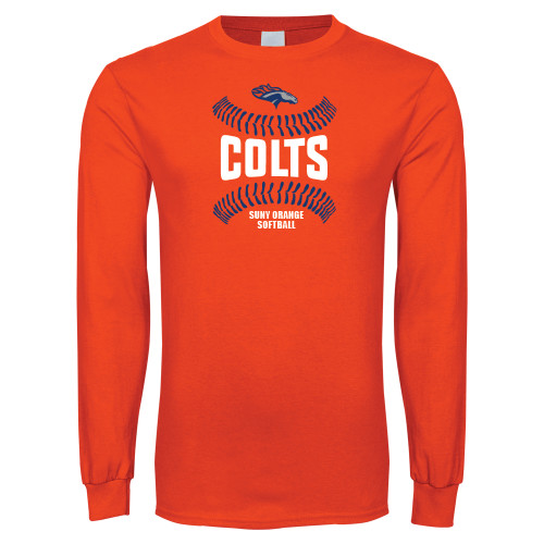  Orange Long Sleeve T-Shirt - Softball Design