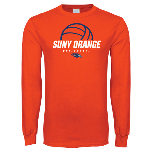  Orange Long Sleeve T-Shirt - Volleyball Design