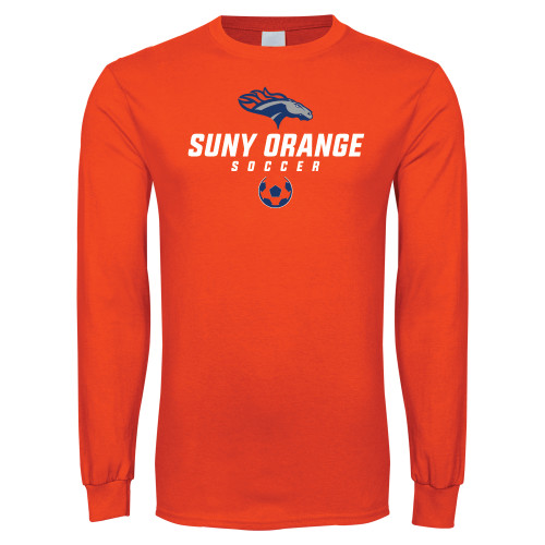  Orange Long Sleeve T-Shirt - Soccer Design