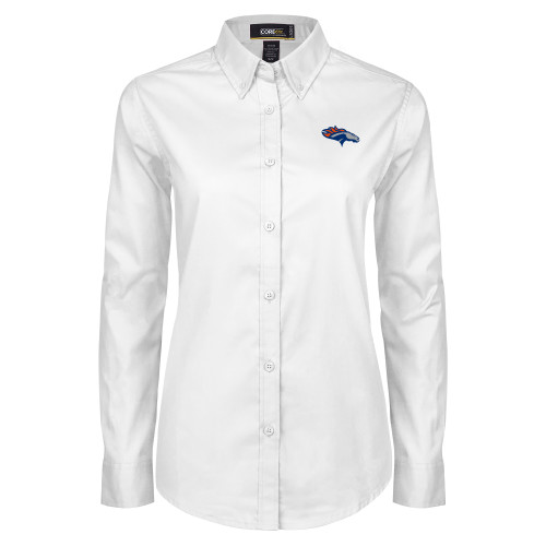  Womens White Twill Button Down Long Sleeve - SUNY Orange Colt