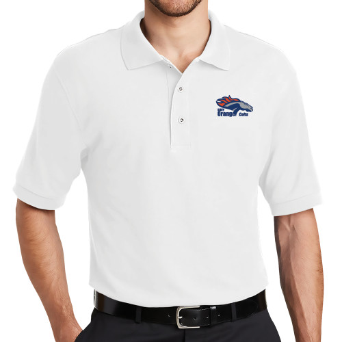  White Silk Touch Polo - Primary Logo