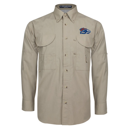  Khaki Fishing Shirt Performance Long Sleeve - Primary Logo