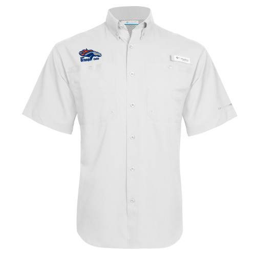  Columbia White Tamiami Performance Short Sleeve Shirt - Primary Logo