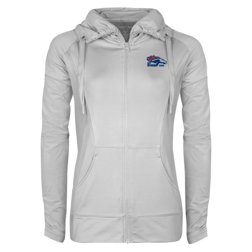  Womens White Sport Wick Stretch Full Zip Jacket - Primary Logo