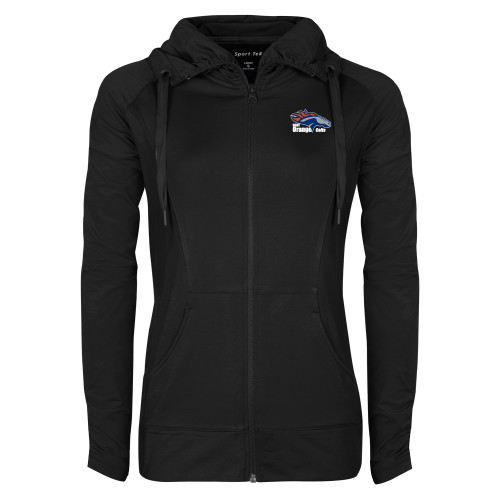  Womens Black Sport Wick Stretch Full Zip Jacket - Primary Logo