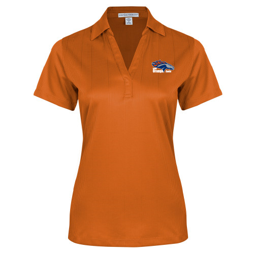  Womens Orange Performance Fine Jacquard Polo - Primary Logo