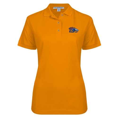  Womens Silk Touch Orange Pique Polo - Primary Logo