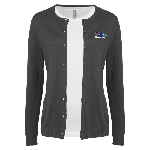  Womens Charcoal Cardigan Sweater - Primary Logo