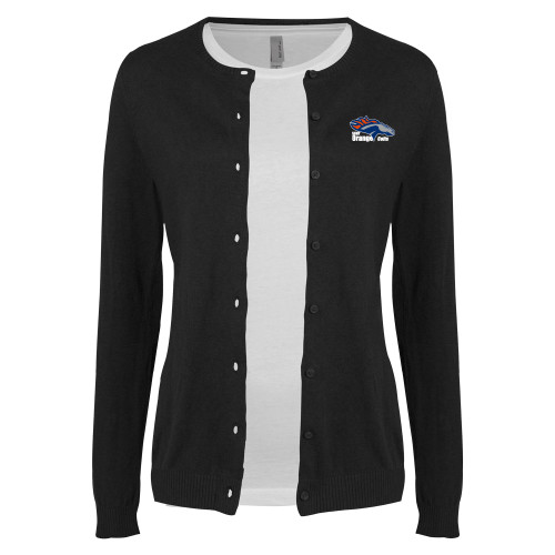  Womens Black Cardigan Sweater - Primary Logo