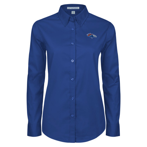  Womens Royal Twill Button Down Long Sleeve  - SUNY Orange Colt