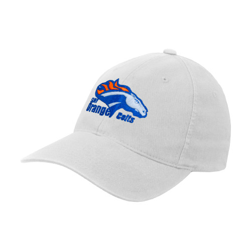  White Flexfit Structured Low Profile Hat - Primary Logo