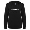 Thumbnail image for  ENZA Womens Black V Notch Raw Edge Fleece Hoodie