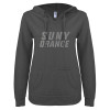 Thumbnail image for  ENZA Womens Dark Heather V Notch Raw Edge Fleece Hoodie