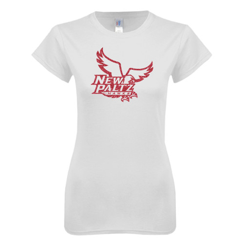  Next Level Womens White Boyfriend Tee - Official Logo Pink Glitter