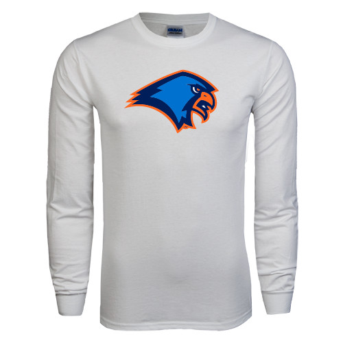  White Long Sleeve T Shirt - Hawk Head