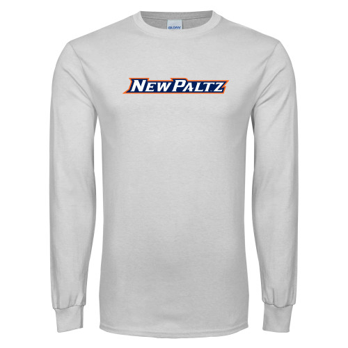  White Long Sleeve T Shirt - New Platz Wordmark