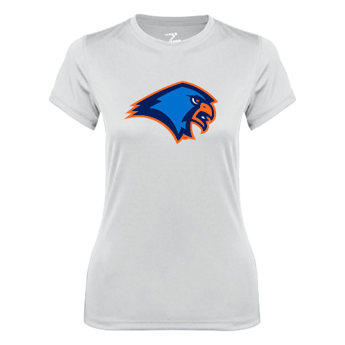  Womens White Performance Tee - Hawk Head