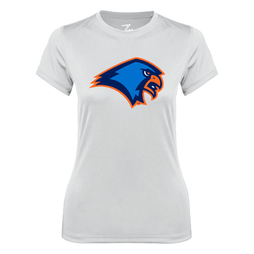  Womens White Performance Tee - Hawk Head
