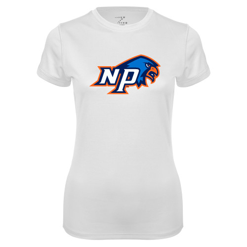  Womens White Performance Tee - NP Hawk Head