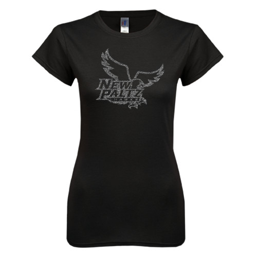  Next Level Womens Black Boyfriend Tee - Official Logo Graphite Glitter
