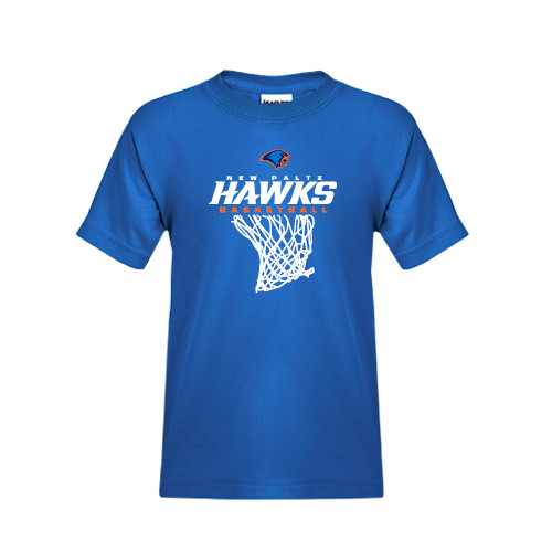  Youth Royal T Shirt - Hawks Basketball w/ Hanging Net