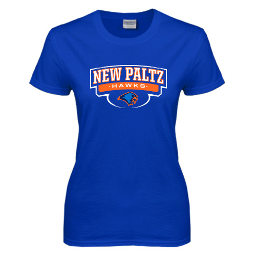  Womens Royal Short Sleeve Tee - New Paltz Hawks Arched Stacked
