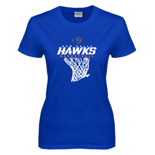  Womens Royal Short Sleeve Tee - Hawks Basketball w/ Hanging Net