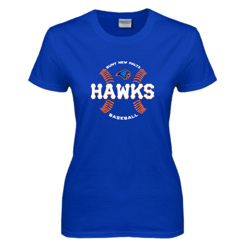  Womens Royal Short Sleeve Tee - Hawks Baseball w/ Seams