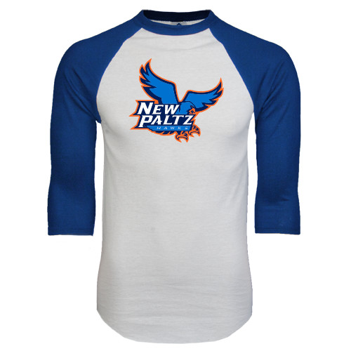  White/Royal Raglan Baseball T Shirt - Official Logo