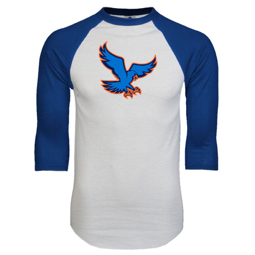 White/Royal Raglan Baseball T Shirt - Hawk