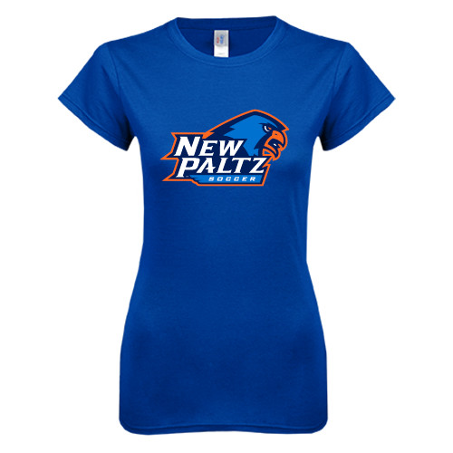  Next Level Womens Royal Boyfriend Tee - Soccer Wordmark