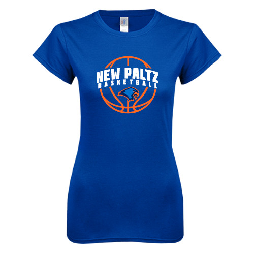 Next Level Womens Royal Boyfriend Tee - New Paltz Basketball Arched w/ Ball