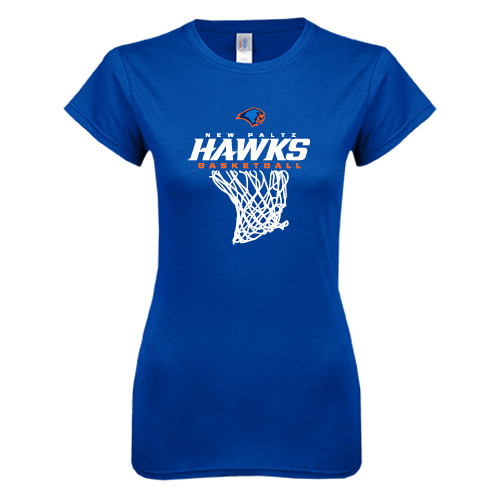  Next Level Womens Royal Boyfriend Tee - Hawks Basketball w/ Hanging Net