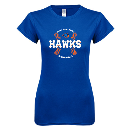  Next Level Womens Royal Boyfriend Tee - Hawks Baseball w/ Seams