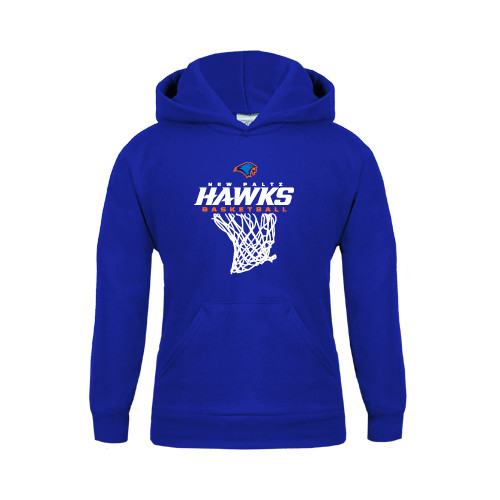  Youth Royal Fleece Hoodie - Hawks Basketball w/ Hanging Net
