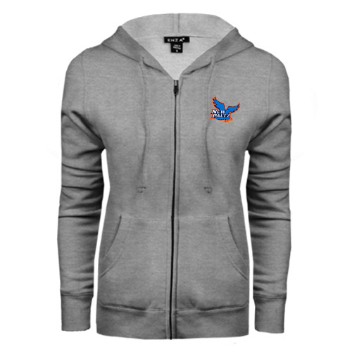  ENZA Womens Grey Fleece Full Zip Hoodie - Official Logo