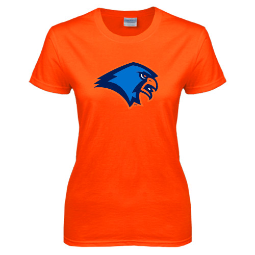  Womens Orange Short Sleeve Tee - Hawk Head
