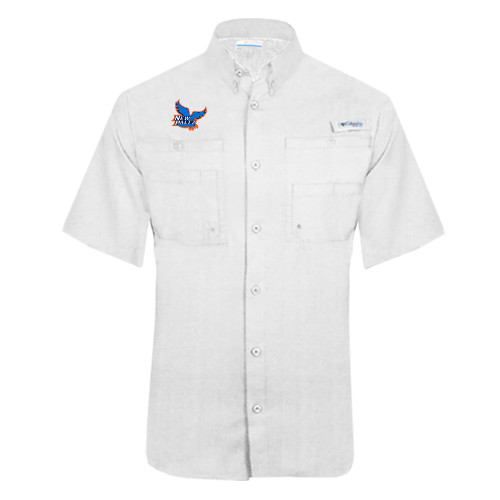  Columbia White Tamiami Performance Short Sleeve Shirt - Official Logo