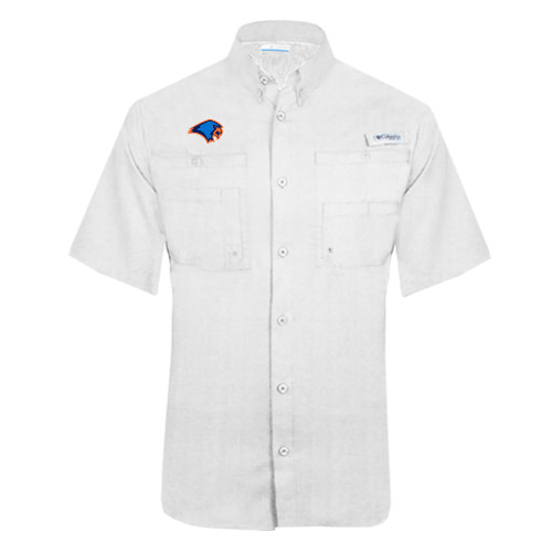  Columbia White Tamiami Performance Short Sleeve Shirt - Hawk Head